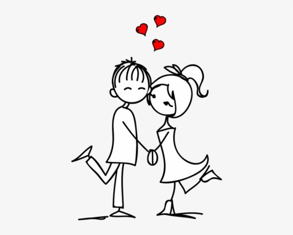 Контурный рисунок влюбленной пары