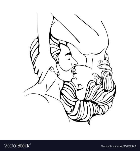 Линейный рисунок влюбленной пары