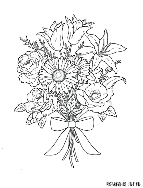 Букет раскраска для детей