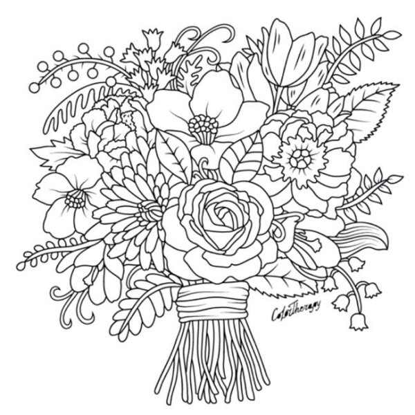 Раскраска цветы букет