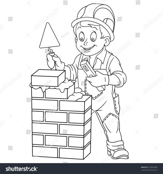 Плотник на стройке для дошкольников раскраска
