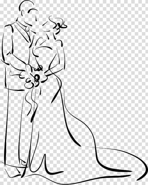 Контурный силуэт жениха и невесты