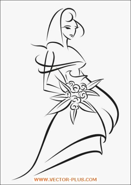 Логотип контурный невеста