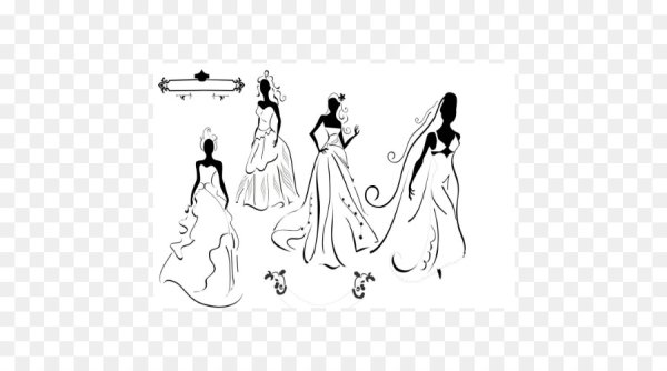 Черный силуэт свадебного платья