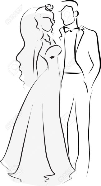 Свадебные силуэты жениха и невесты