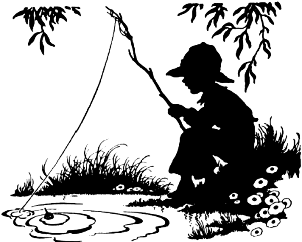 Силуэт рыбака с удочкой