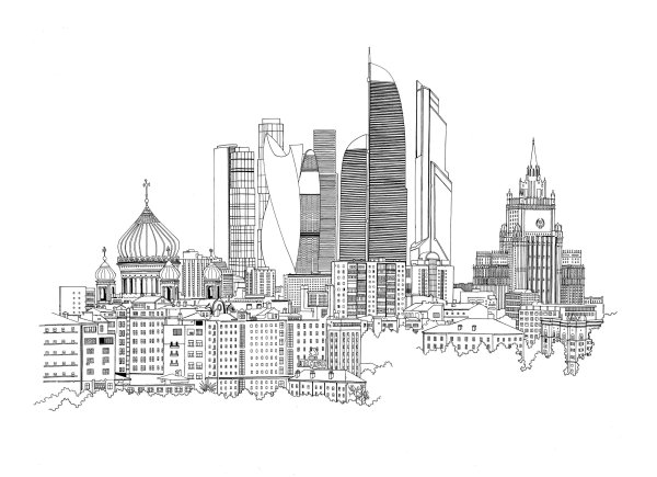 Современный город рисунок