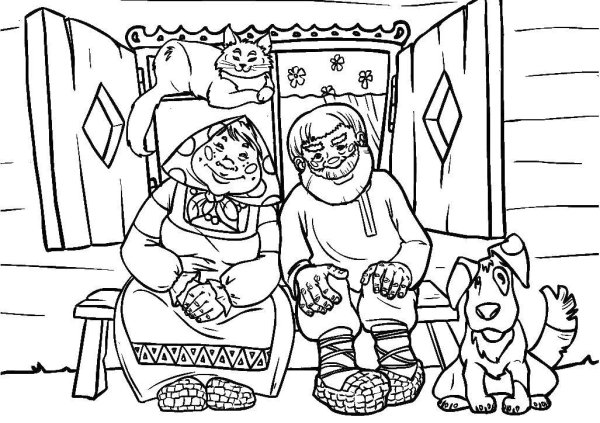 Бабушка картинка раскраска