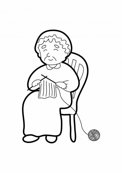 Раскраска бабушка с пирожками