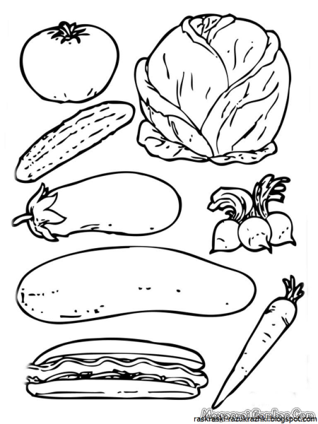 Овощи раскраска для детей