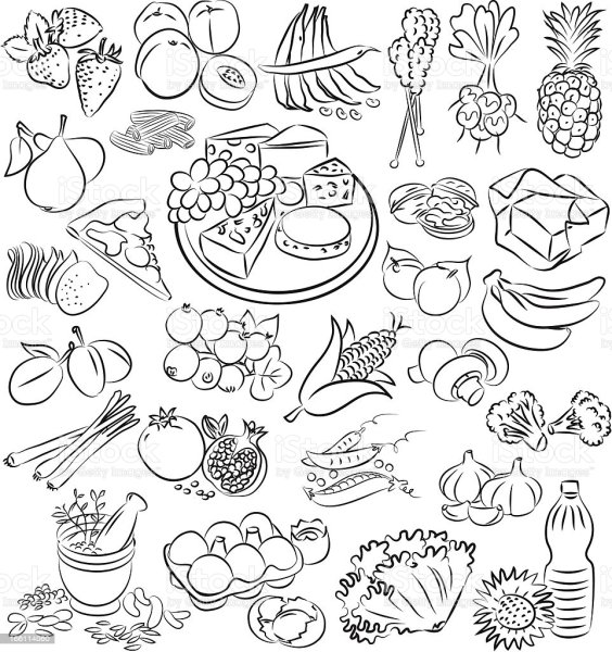 Силуэты продуктов питания для детей