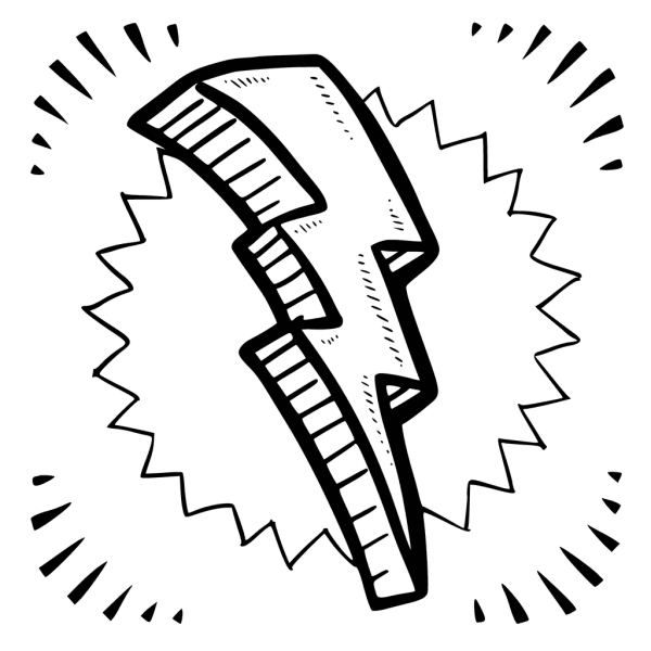 Молния эскиз чб