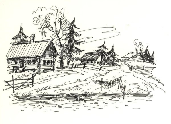 Раскраска деревня для детей