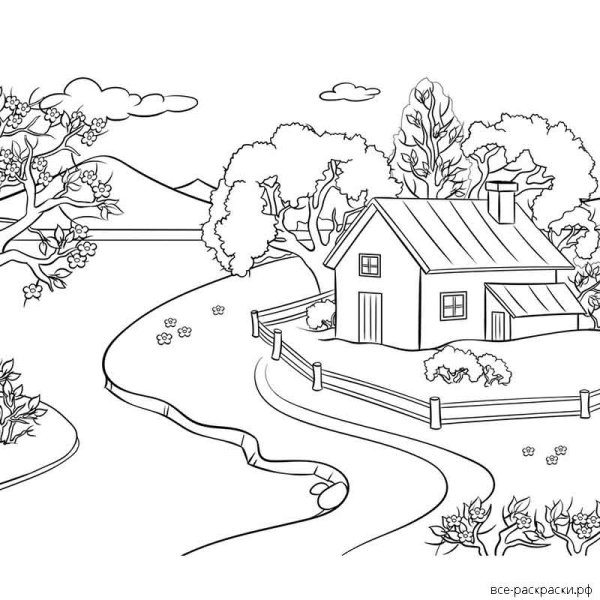 Силуэт деревенский пейзаж