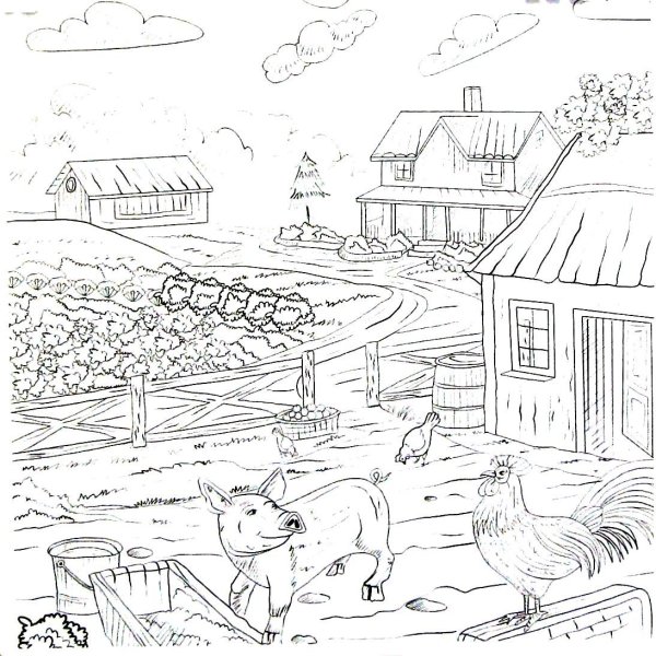 Эскизы пейзажей для раскрашивания