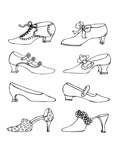 Туфелька раскраска для детей