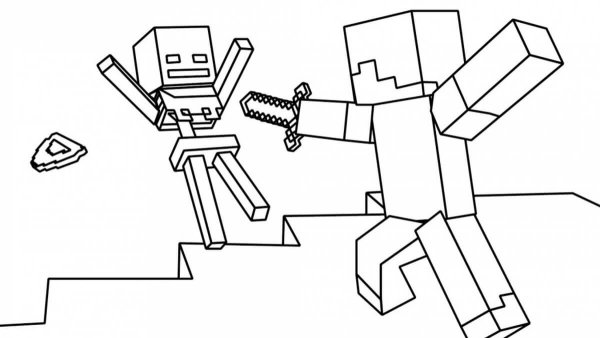 Раскраска майнкрафт зомби и Стив