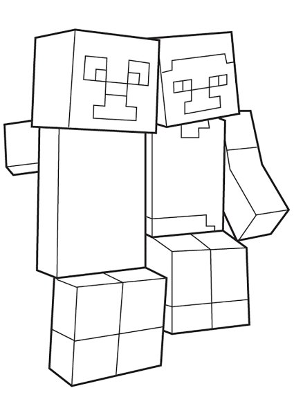 Стив и КРИПЕР из МАЙНКРАФТА раскраска