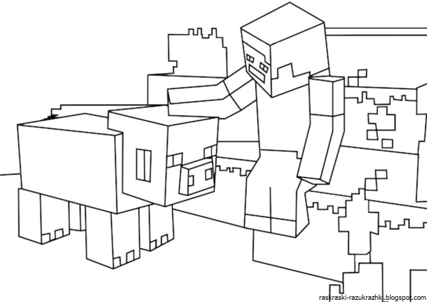 Разукрашка майнкрафт Стив