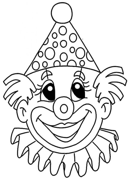 Веселый клоун раскраска