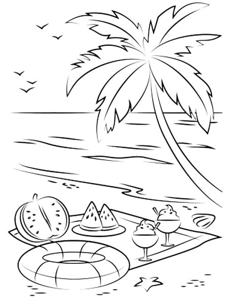 Пляж раскраска для детей