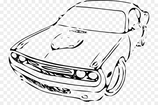 Автомобиль черно белый рисунок