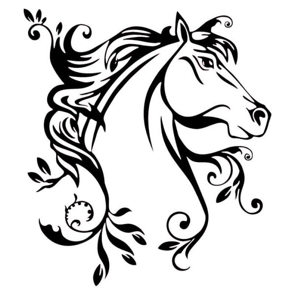 Лошадь контурный рисунок