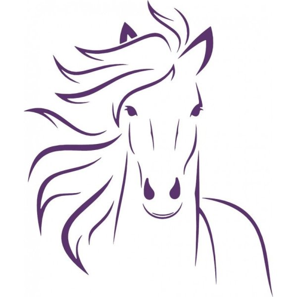 Лошадь черно белый контур
