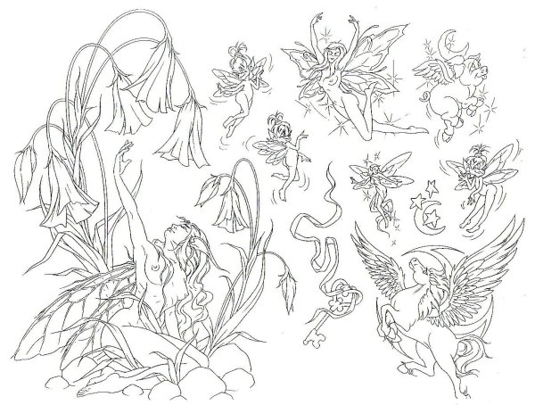 Контурные тату эскизы