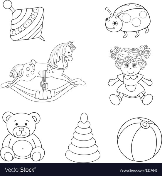 Детские игрушки контур вектор