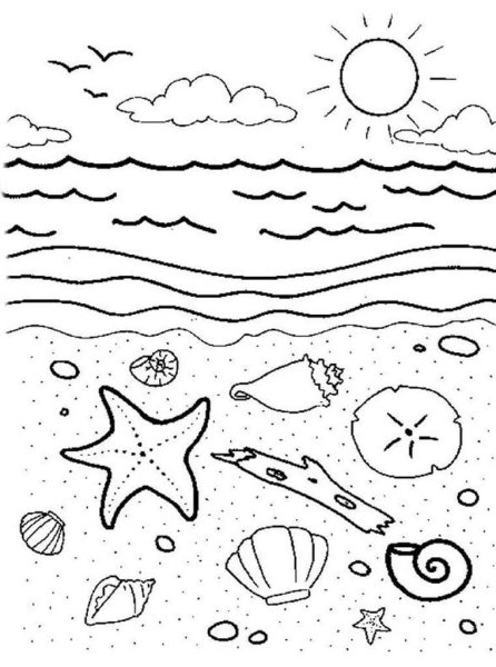 В море. Раскраска