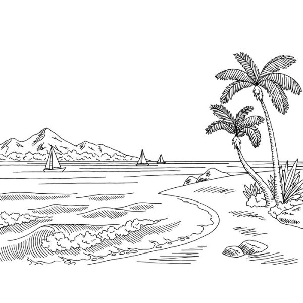 Морской пейзаж эскиз