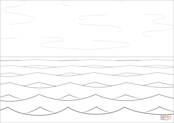 Волны черно белые карандашом