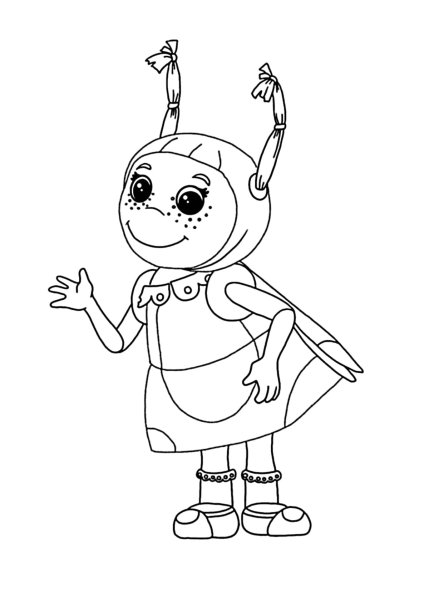 Раскраска Лунтик Кузя Мила Пчеленок