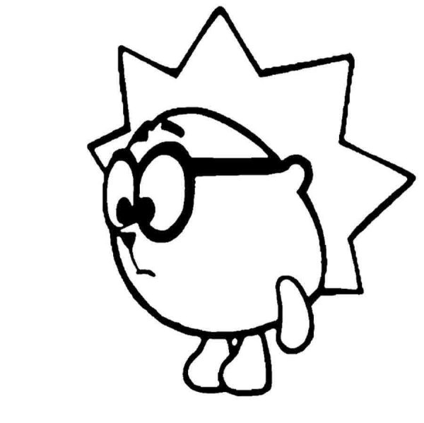 Смешарики раскраска Крош на скейте