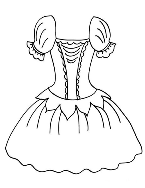 Платье раскраска для малышей