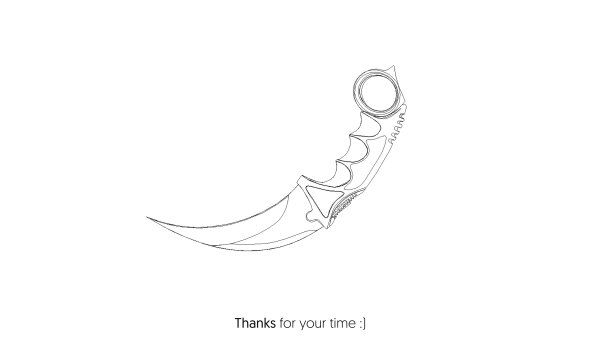 Чертёж ножа керамбит из КС го