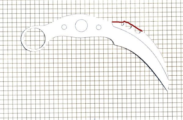 Нож коготь КС чертеж