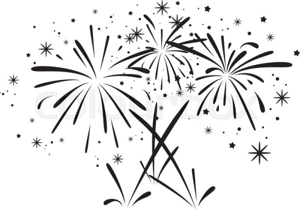 Салют на прозрачном фоне черно белый