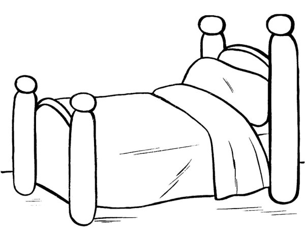 Кровать раскраска для детей