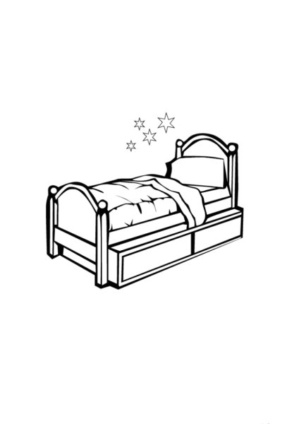 Кровать раскраска для детей