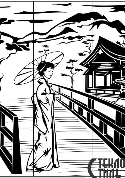 Китайский пейзаж силуэт