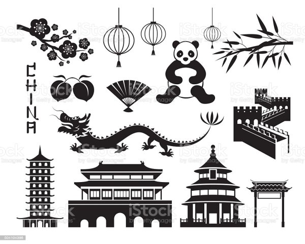 Силуэты достопримечательностей Китай