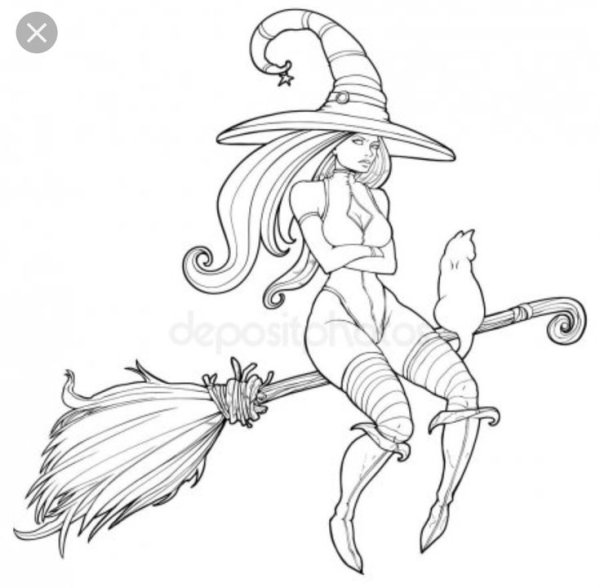 Ведьма на метле силуэт