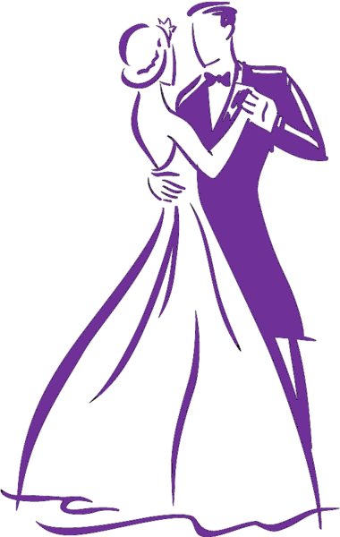 Силуэт жениха и невесты в танце