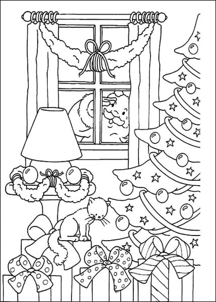 Новогодняя Рождественская раскраска