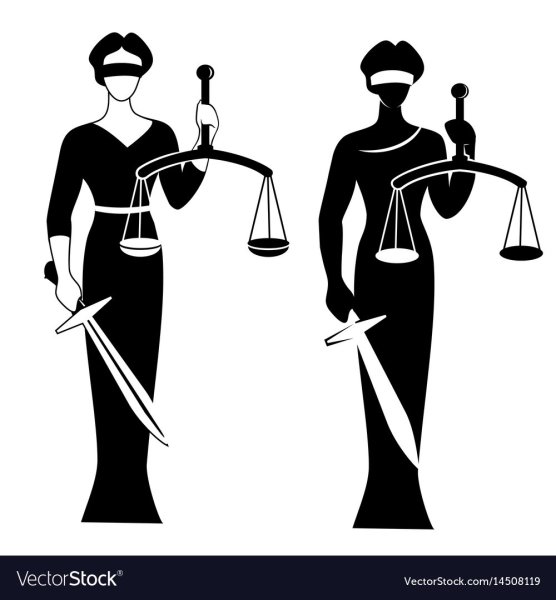 Богиня справедливости на белом фоне