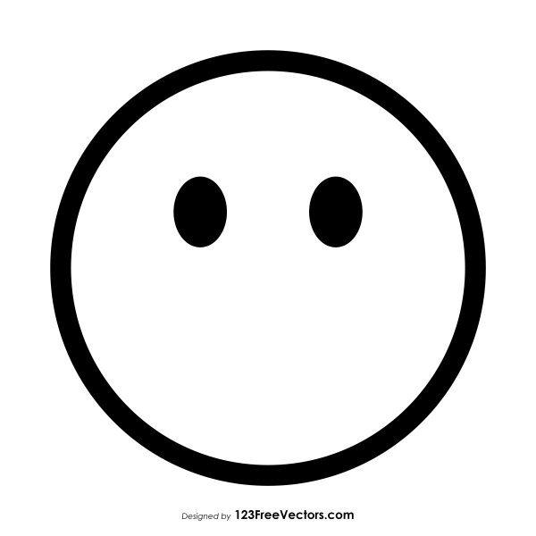 Смайлик без рта черно белый
