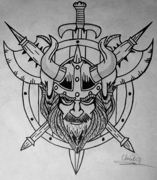 Наброски тату викингов