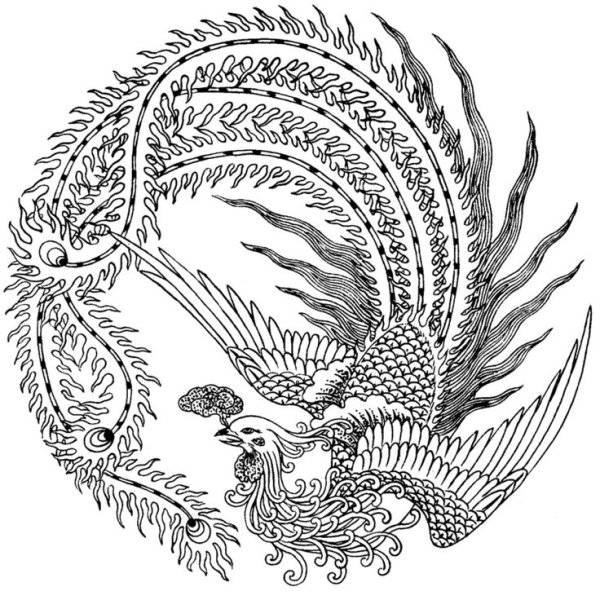 Китайский Феникс Фэнхуан эскиз